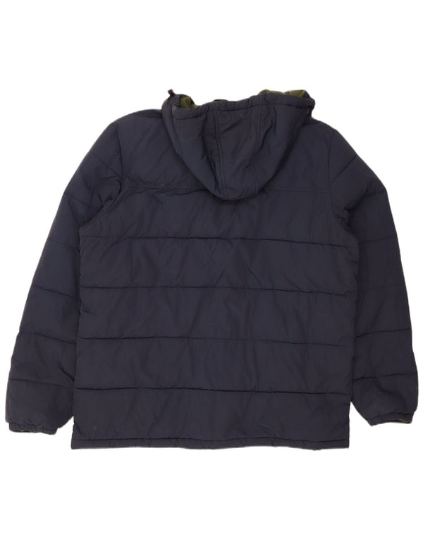 Lyle & Scott Jaqueta masculina acolchoada com capuz UK 42 XL Nylon azul marinho