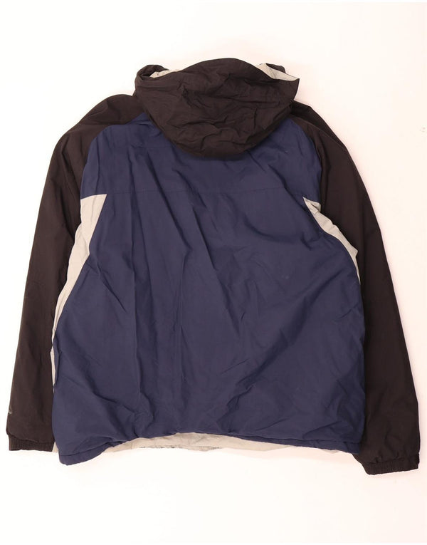 Jaqueta de esqui masculina Columbia com capuz UK 42 XL azul marinho Colourblock Nylon