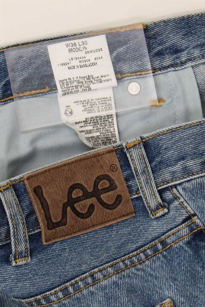 LEE Masculino Brooklyn Straight Jeans W38 L27 Azul Algodão