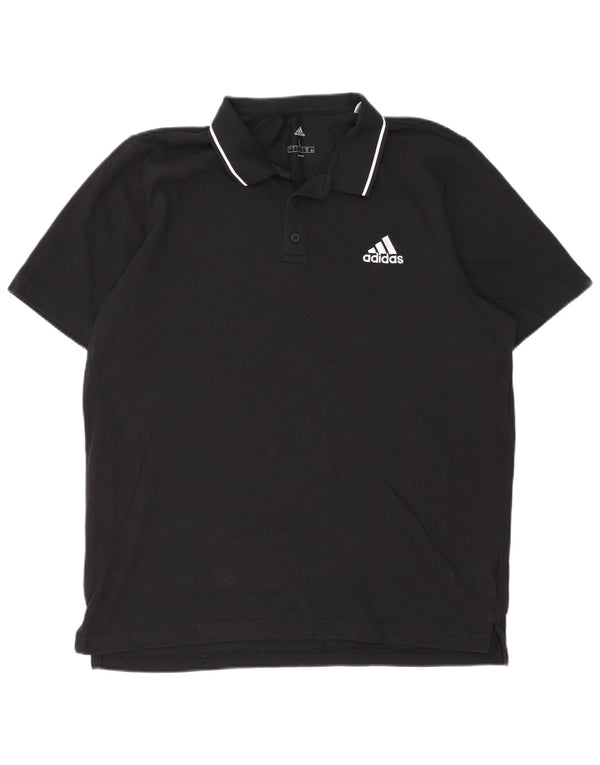 Camisa polo masculina Adidas grande algodão preto