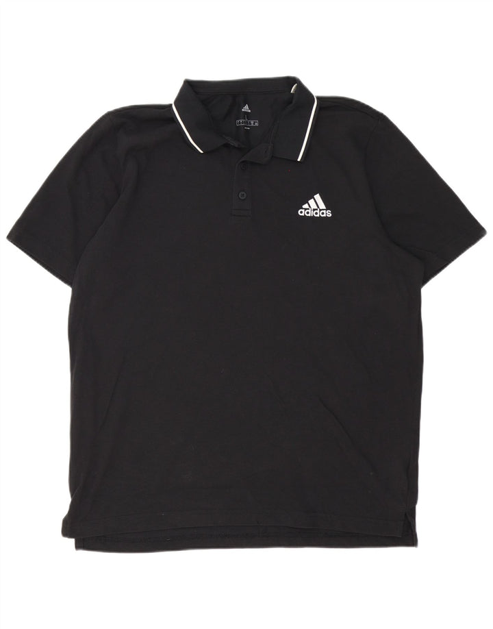 Camisa polo masculina Adidas grande algodão preto