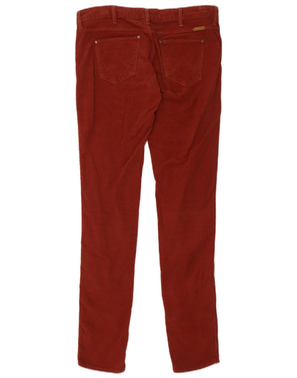 Wrangler Calça feminina Courtney skinny de veludo W28 L32 algodão vermelho