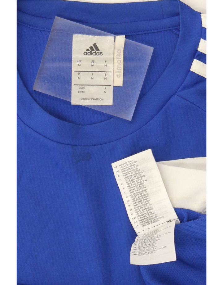 Adidas Mens Climalite Camiseta Top Médio Azul Colourblock Poliéster