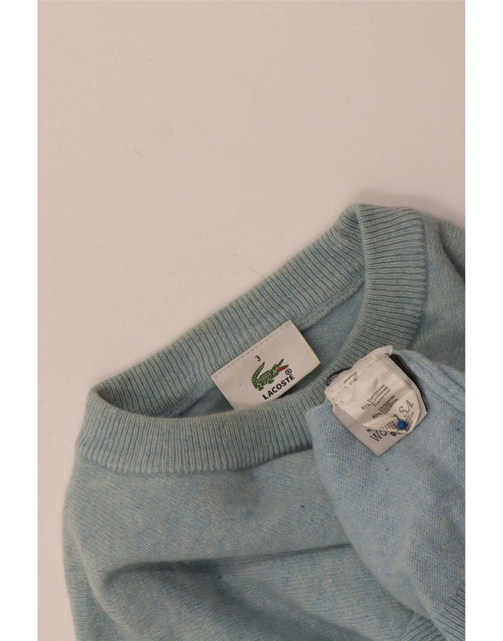 Suéter masculino Lacoste com gola redonda, tamanho 3, lã de cordeiro azul pequena