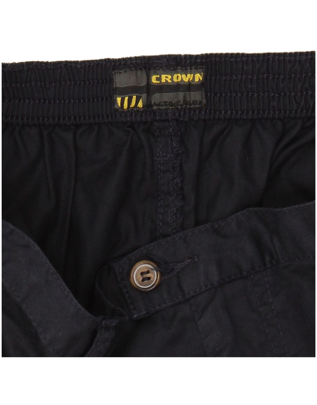 CROWN Mens Chino Shorts W32 Médio Algodão Azul Marinho