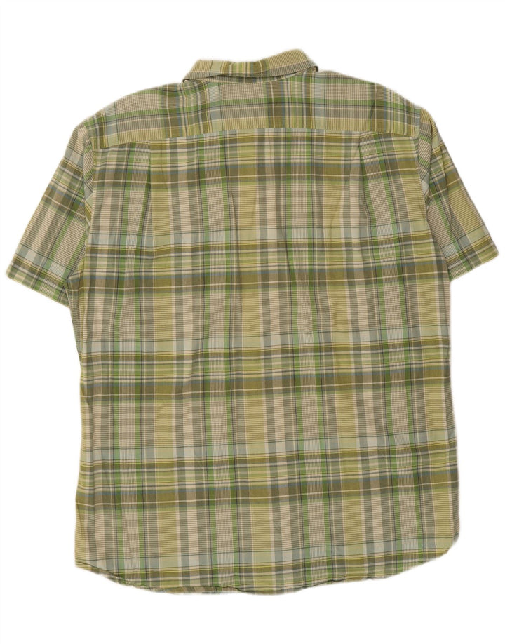Camisa masculina EDDIE BAUER de manga curta com ajuste clássico, algodão xadrez verde grande