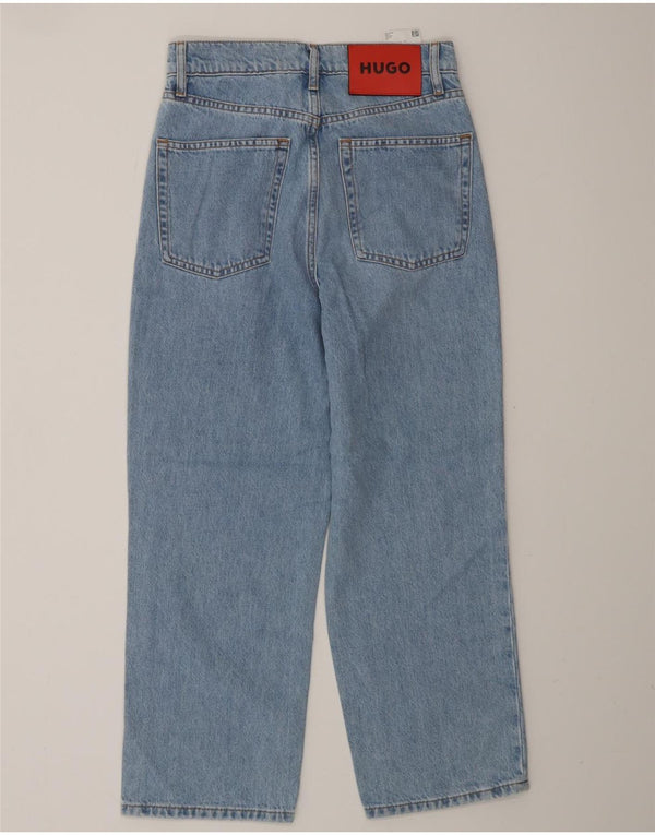 Calça jeans feminina HUGO BOSS com perna larga e cintura alta W26 L25 algodão azul