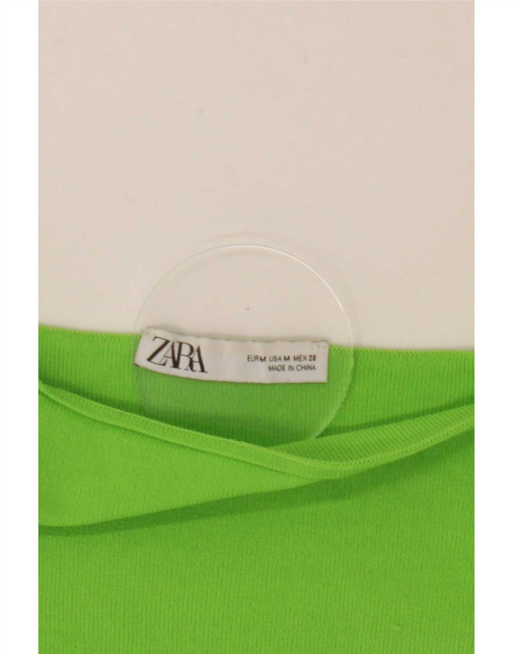 Zara Womens Crop Off Ombro Top Reino Unido 12 Médio Verde