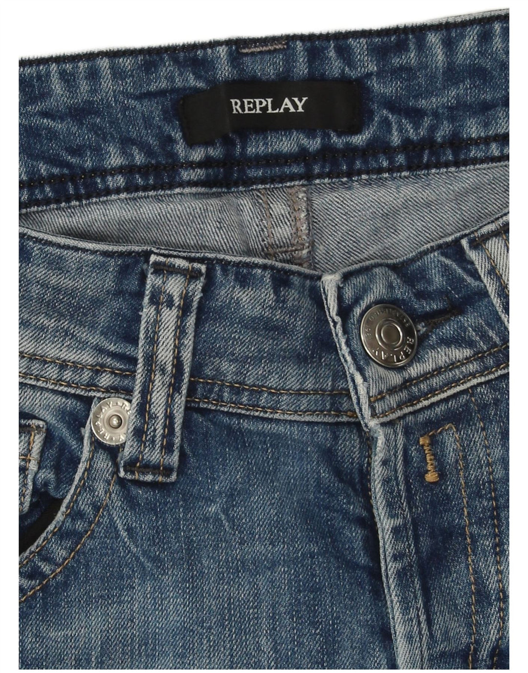 Jeans slim femininos desgastados REPLAY W32 L29 azul