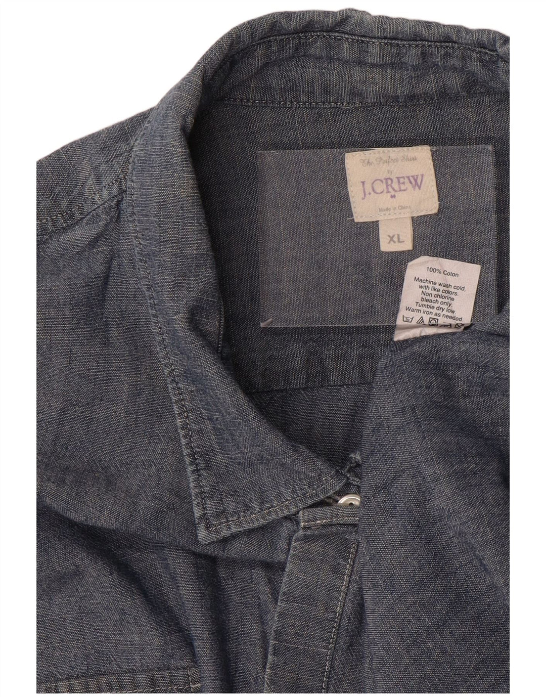 Camisa jeans feminina J. CREW Reino Unido 18 XL azul marinho algodão