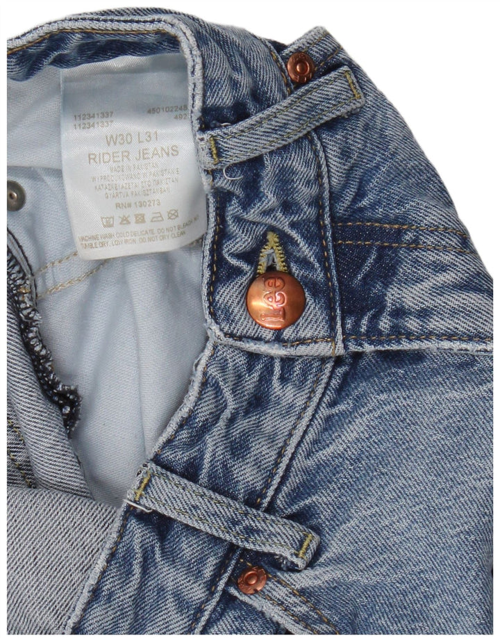Lee Womens Rider Straight Jeans W30 L28 Azul Algodão