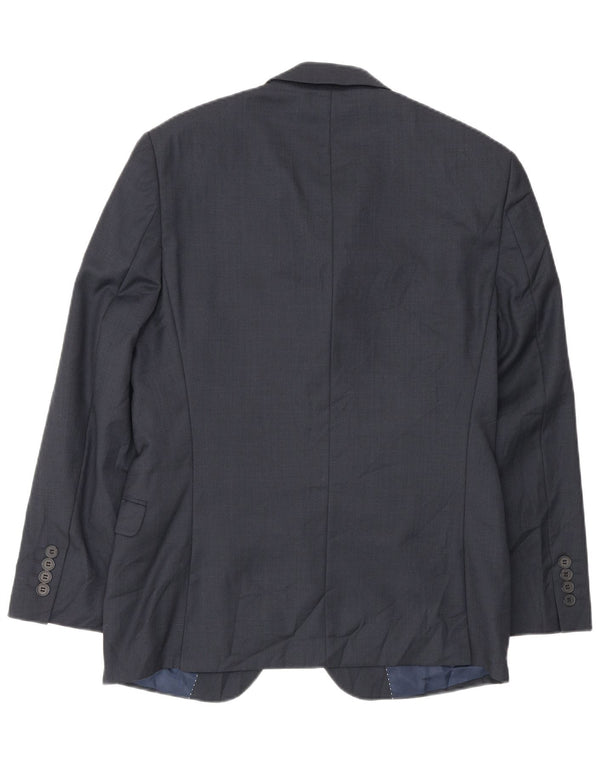 Jaqueta blazer masculina Dkny com 2 botões slim fit UE 46 pequena lã azul marinho