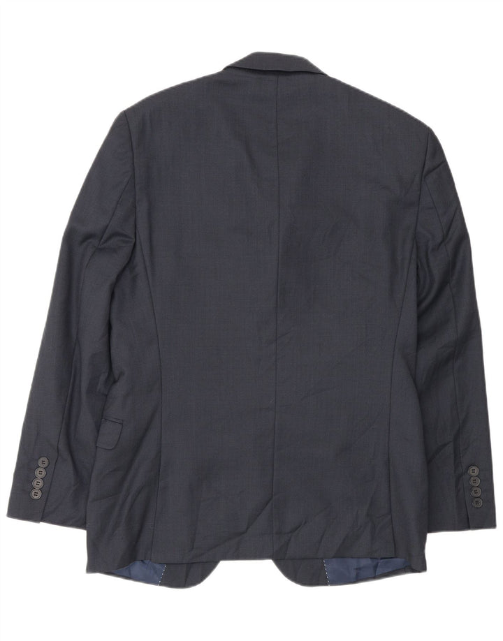 Jaqueta blazer masculina Dkny com 2 botões slim fit UE 46 pequena lã azul marinho