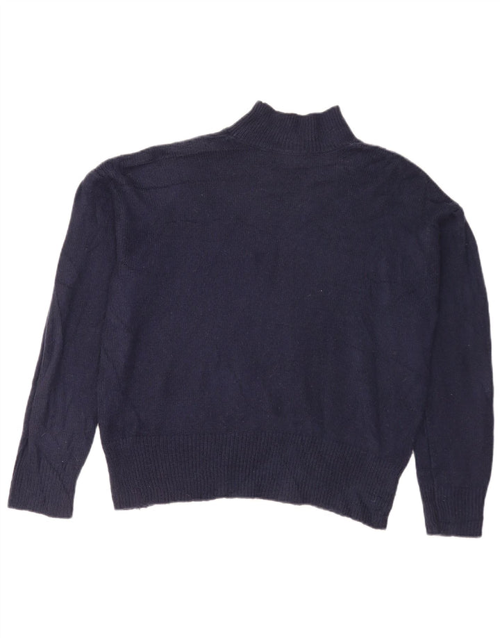 Suéter feminino Marks & Spencer com gola tartaruga Reino Unido 14 médio azul marinho