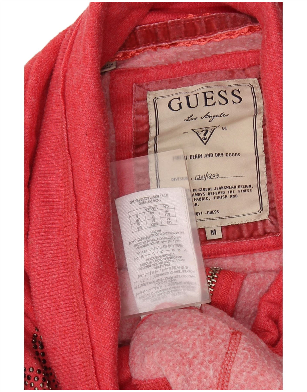 Jaqueta feminina GUESS Graphic Tracksuit UK 8 pequena poliéster vermelho