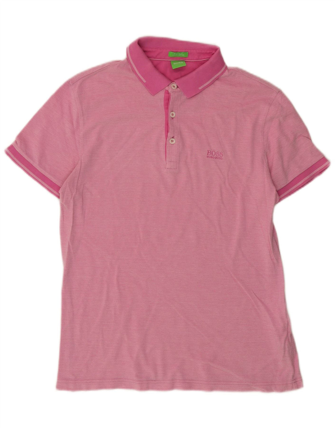 Camisa polo masculina de ajuste regular Hugo Boss, algodão manchado rosa médio