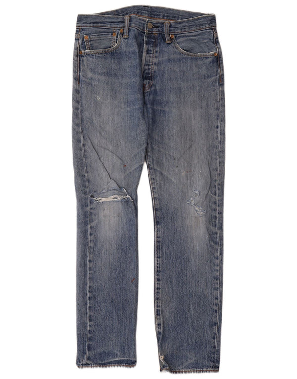Calça Jeans Levis Masculina 501 Distressed Straight W32 L32 Azul Algodão