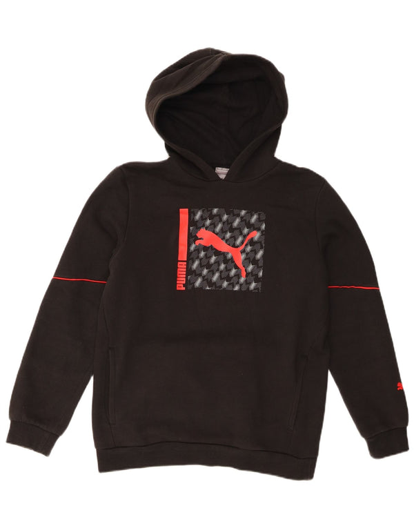 Jumper com capuz gráfico Puma Boys 13-14 anos preto algodão