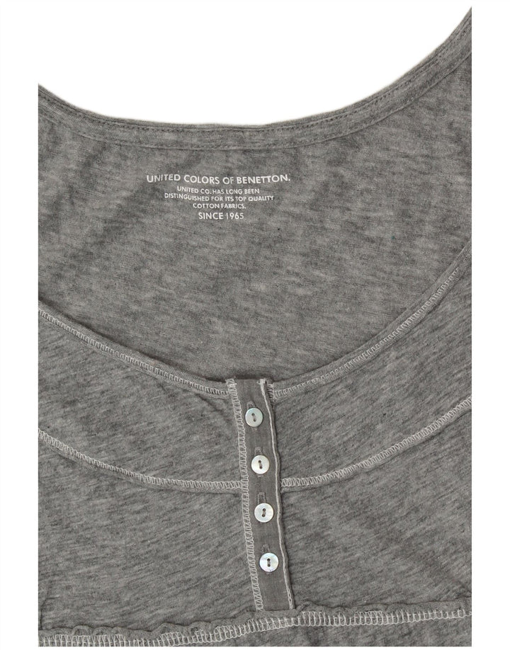 Blusa feminina BENETTON UK 10 pequena cinza floral