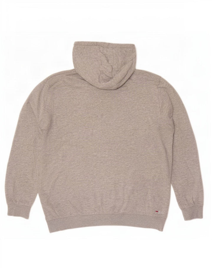 Suéter com capuz gráfico masculino Fila grande cinza manchado