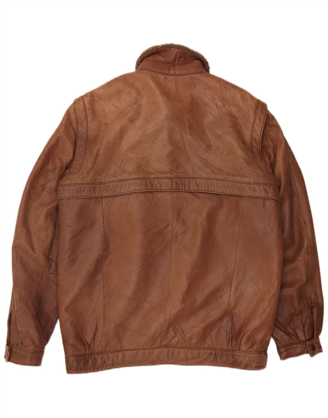 Jaqueta masculina vintage de couro Sherpa Reino Unido 38 couro marrom médio