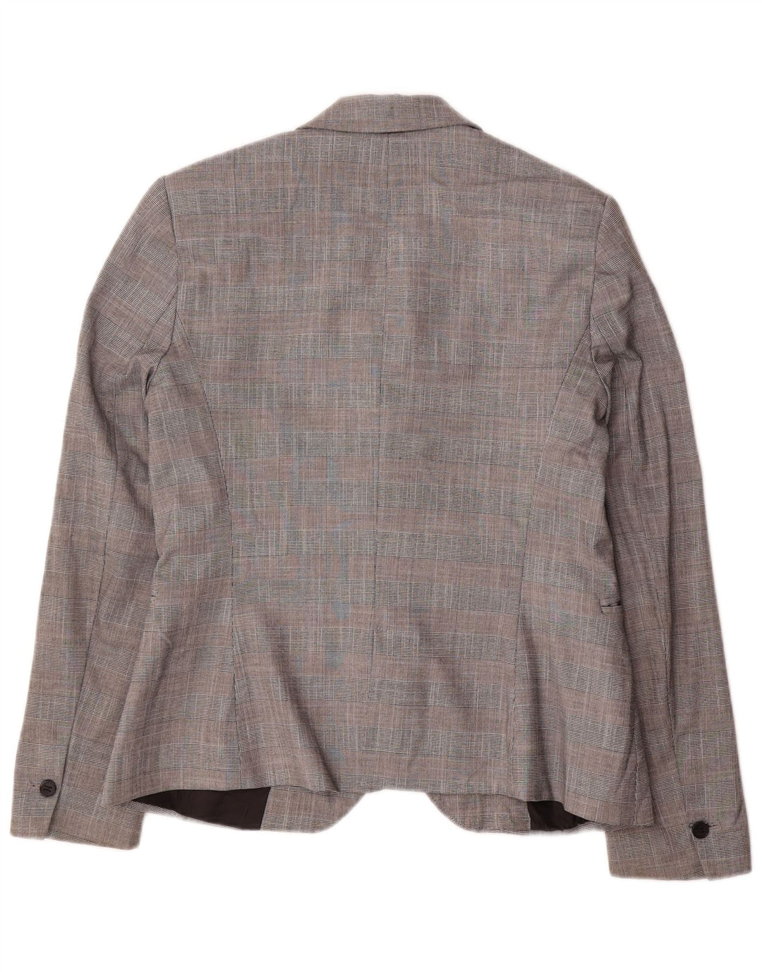 Jaqueta blazer feminina Zara com 1 botão EU 40 poliéster xadrez cinza médio