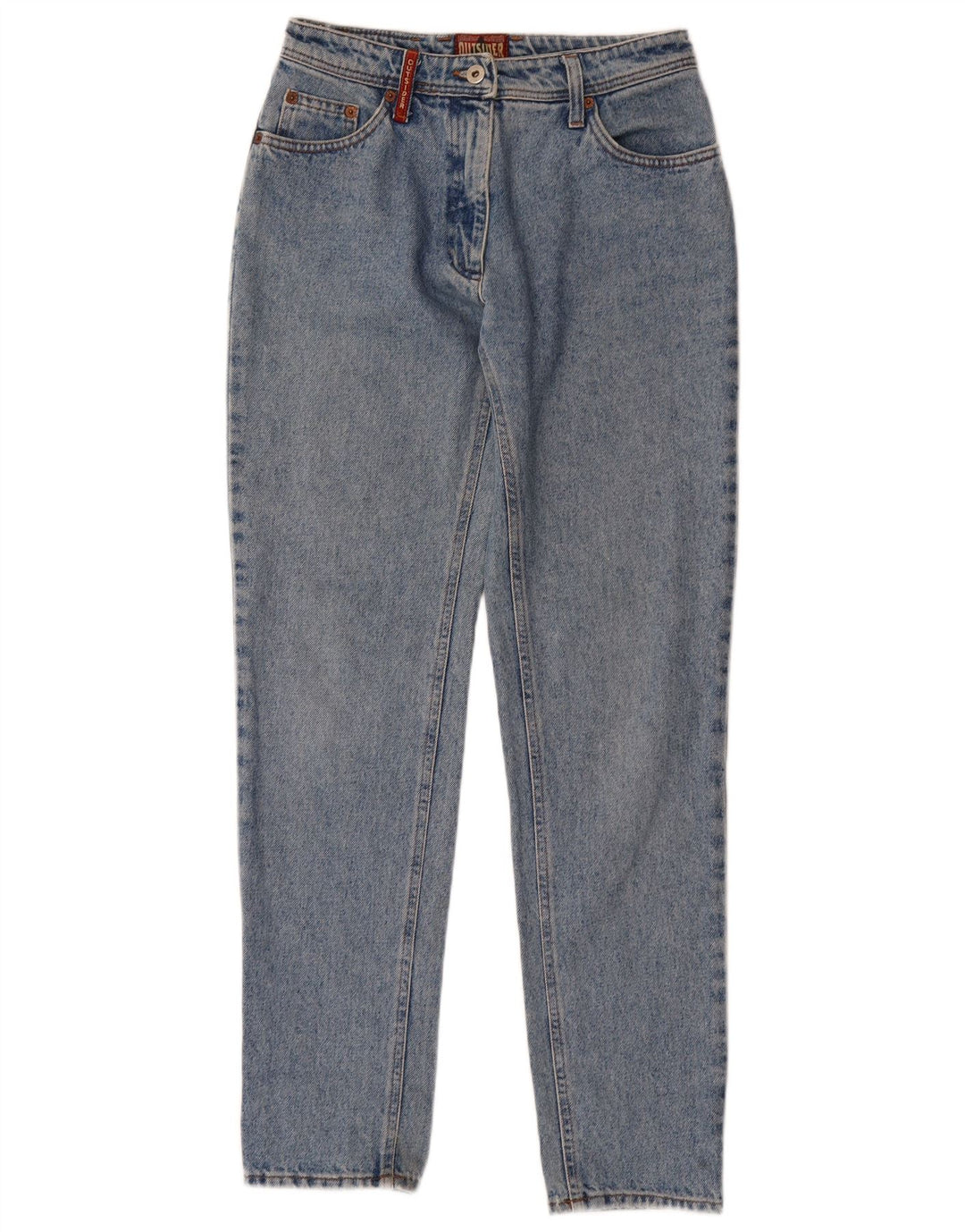 Jeans cônicos femininos Outsider W28 L32 algodão azul