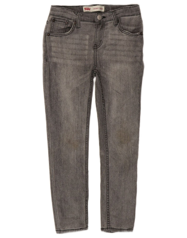Jeans skinny tapered para meninas Levi's 7-8 anos W24 L22 algodão cinza