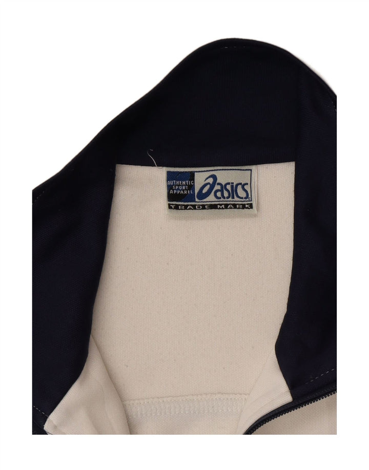 ASICS Womens Tracksuit Top Jacket UK 16 Grande bloco colorido branco