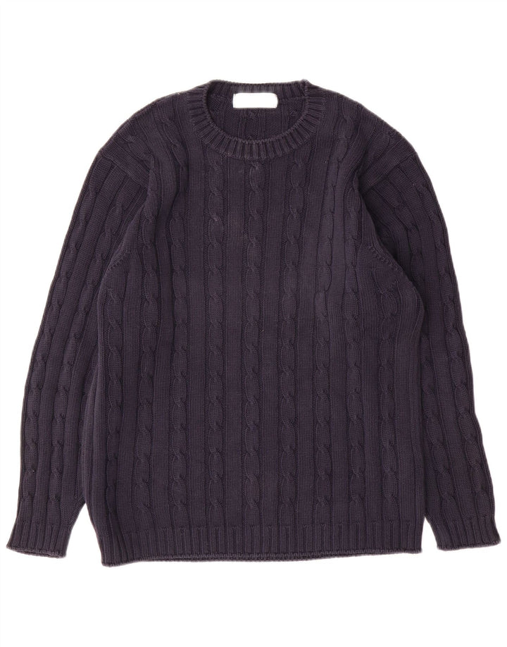 Suéter masculino Marks & Spencer com gola canoa pequeno algodão azul marinho