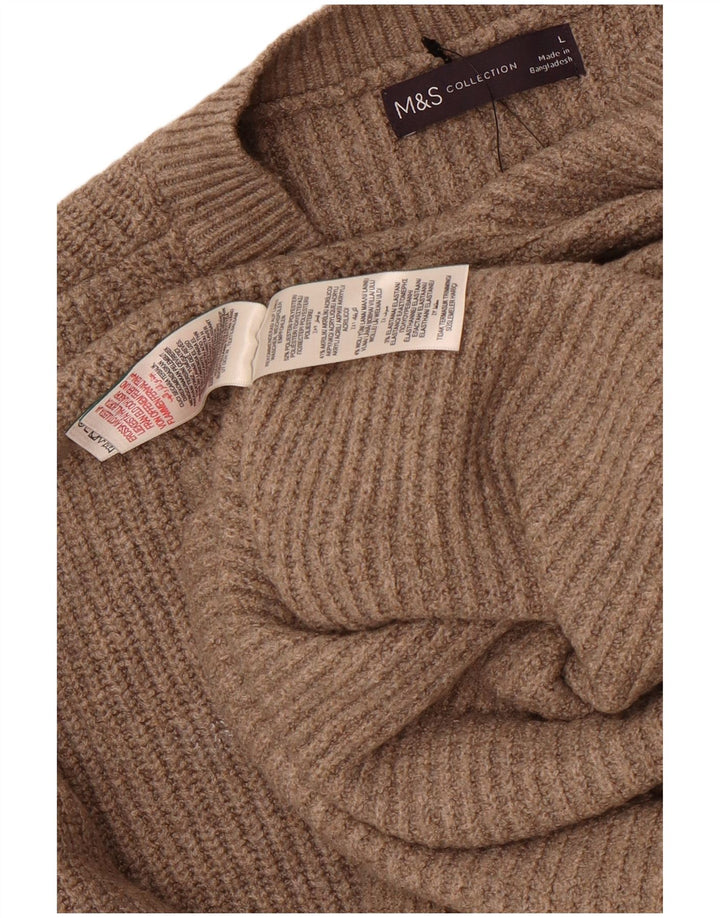 Vestido jumper feminino Marks & Spencer de manga comprida grande tamanho Reino Unido 10 pequeno marrom