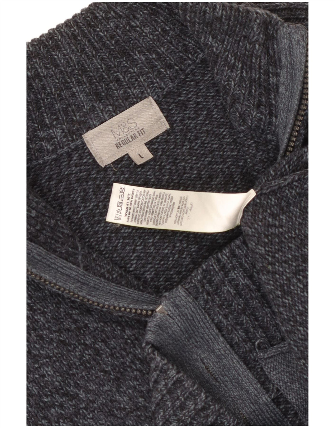 Suéter cardigã masculino MARKS & SPENCER regular fit grande azul marinho salpicado