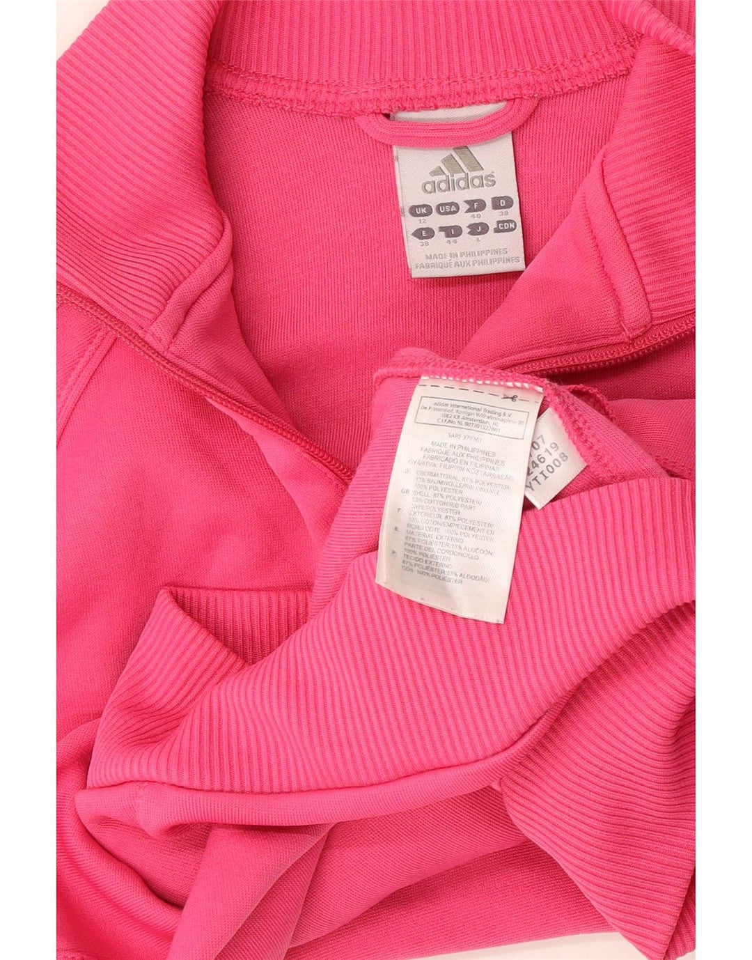 Adidas Womens Crop Tracksuit Top Jacket UK 12 Médio Rosa Poliéster