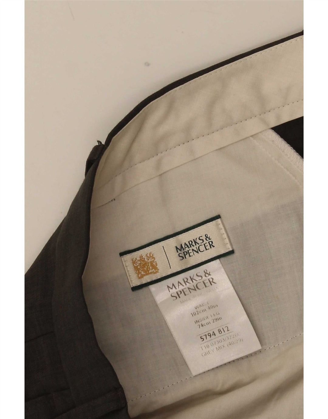 Calça casual masculina Marks & Spencer com pegged W40 L29 poliéster cinza