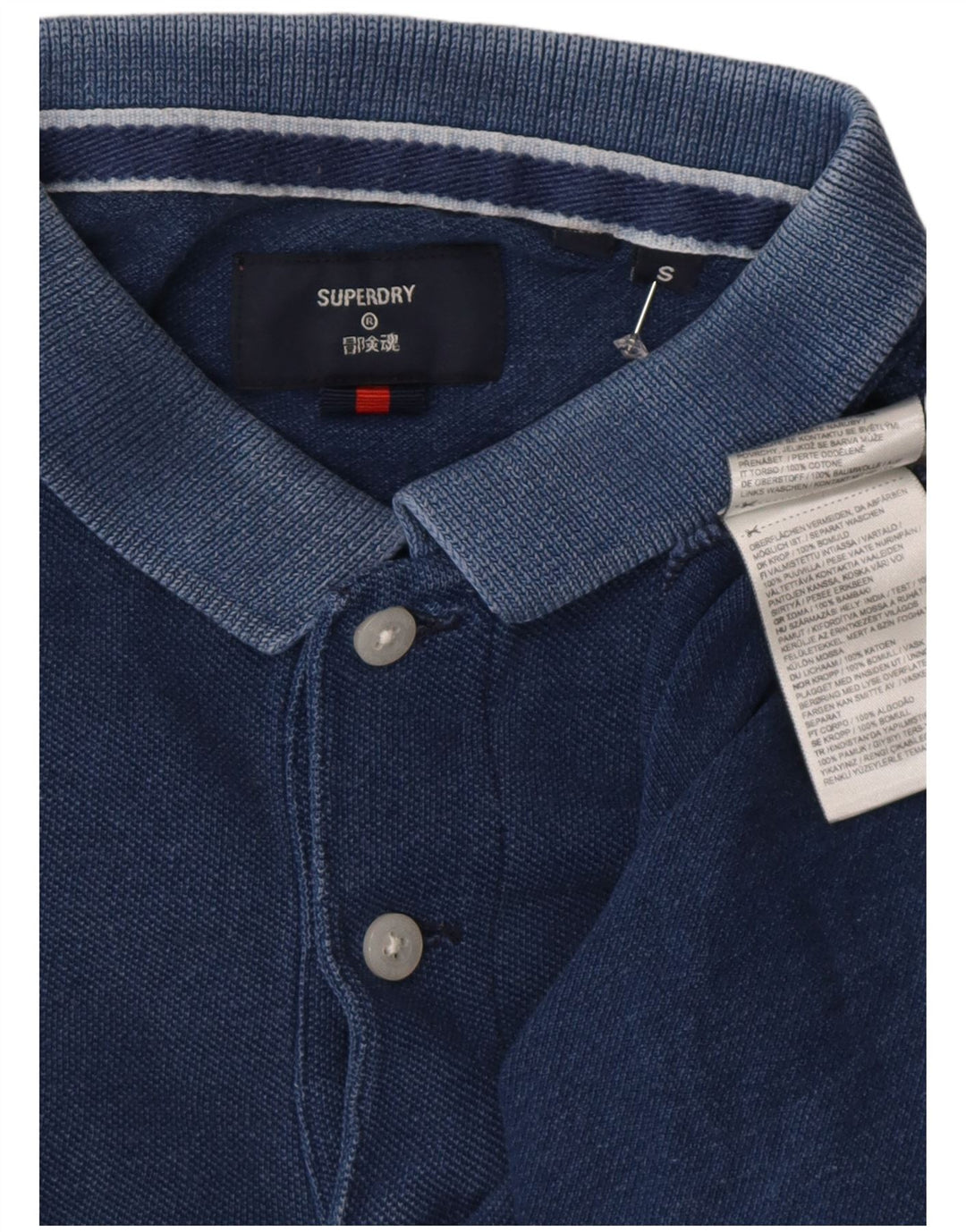 Camisa polo masculina Superdry pequena algodão azul marinho