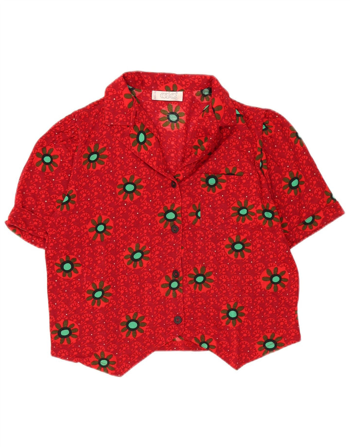 Blusa feminina de manga curta Codice UK 16 grande floral vermelho