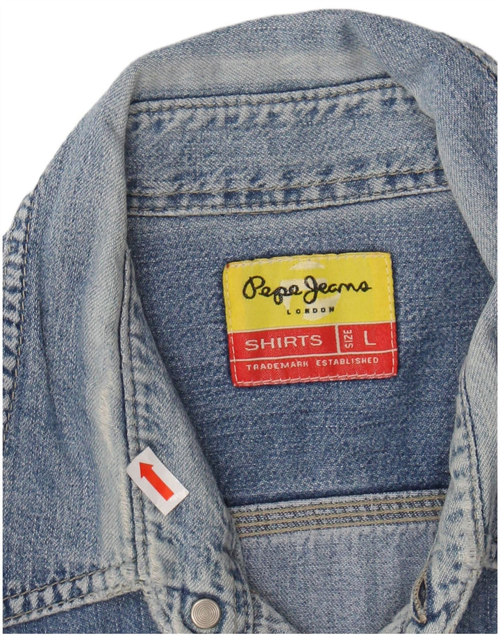 Camisa jeans masculina PEPE JEANS grande algodão azul