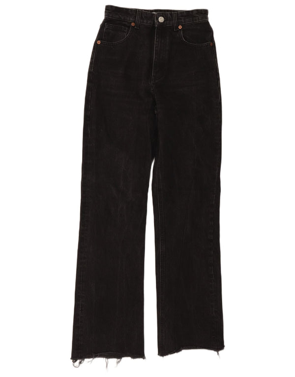 Calça jeans reta feminina Zara EU 36 XS W26 L32 algodão preto