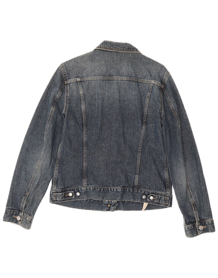 BENETTON Womens Denim Jacket UK 12 Medium Navy Blue Cotton