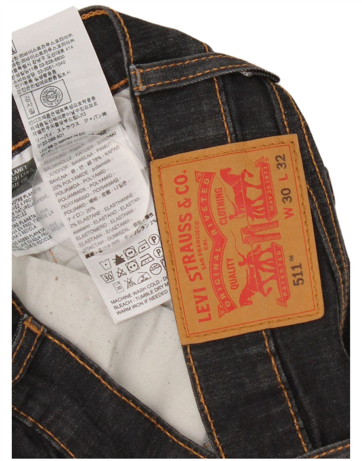 Levi's Masculino 511 Slim Jeans W30 L29 Algodão Preto