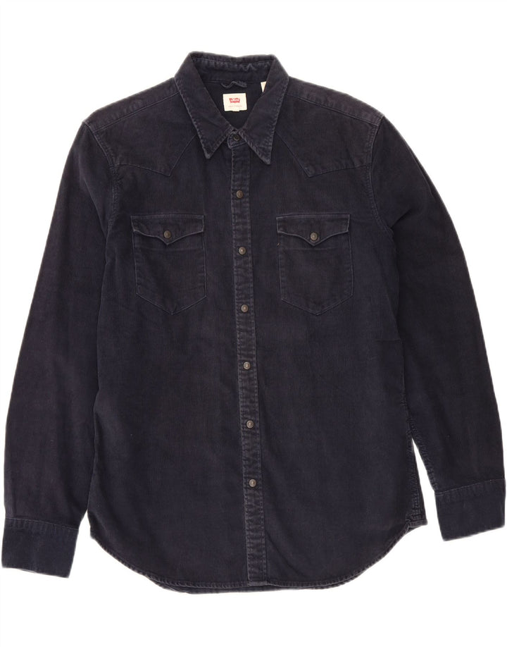 Camisa masculina de veludo cotelê Levi's grande algodão azul marinho