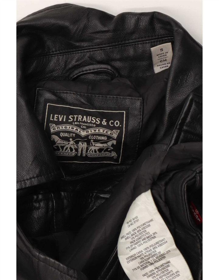 Jaqueta feminina Levi's Crop de couro sintético para motociclista Reino Unido 10 pequena poliuretano preto