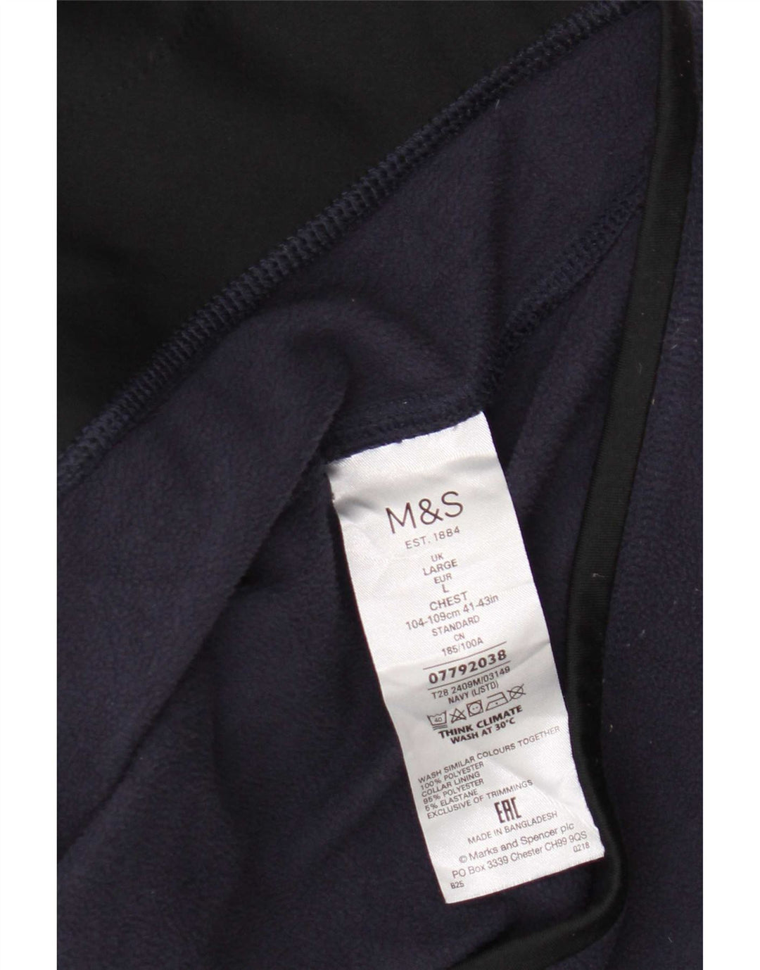 Jaqueta de lã masculina Marks & Spencer Reino Unido 40 grande poliéster azul marinho