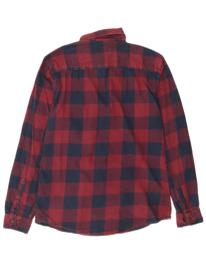 Camisa masculina de flanela Jack & Jones média de algodão gingham cor de vinho