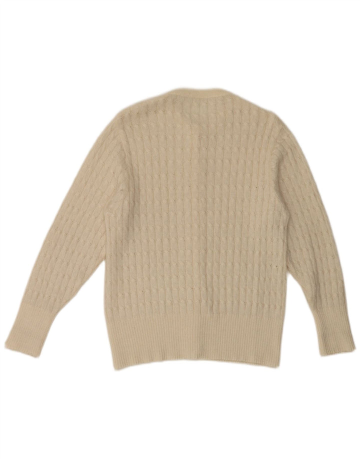 Suéter Cardigan Feminino Vintage UK 10 Pequeno Branco