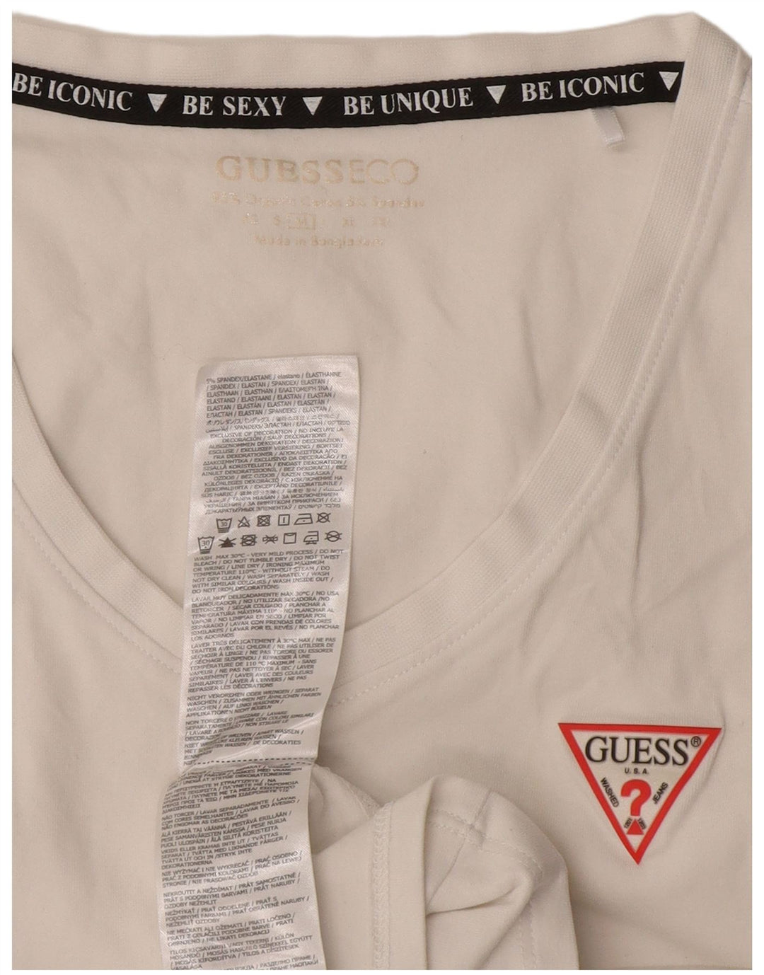Camiseta feminina Guess UK 12 algodão branco médio
