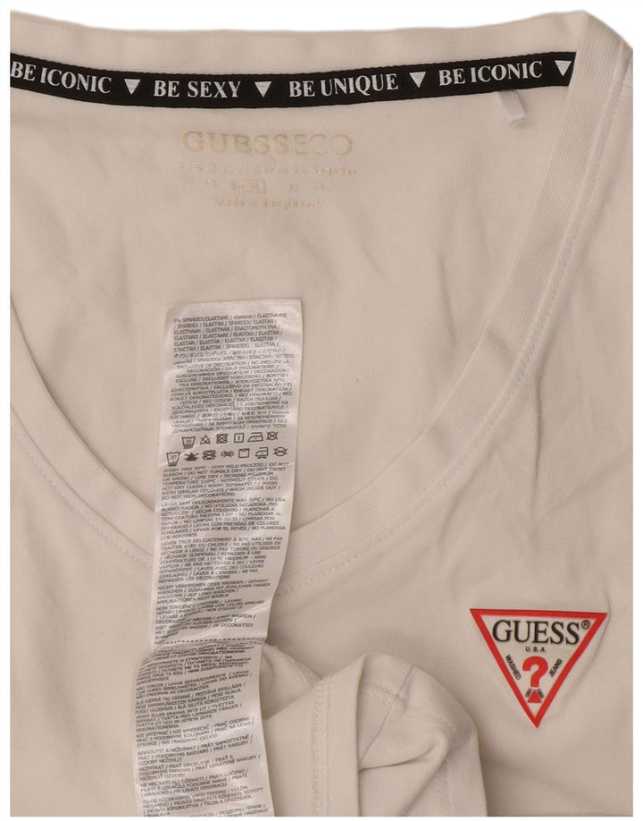 Camiseta feminina Guess UK 12 algodão branco médio