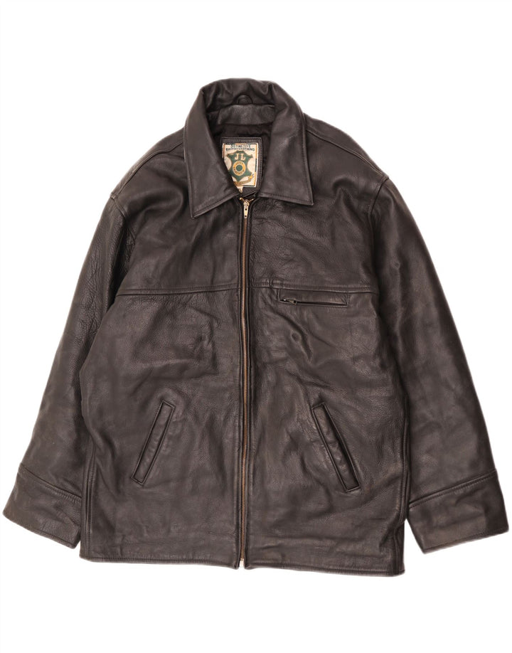 Jaqueta de couro masculina vintage UK 42 XL couro preto