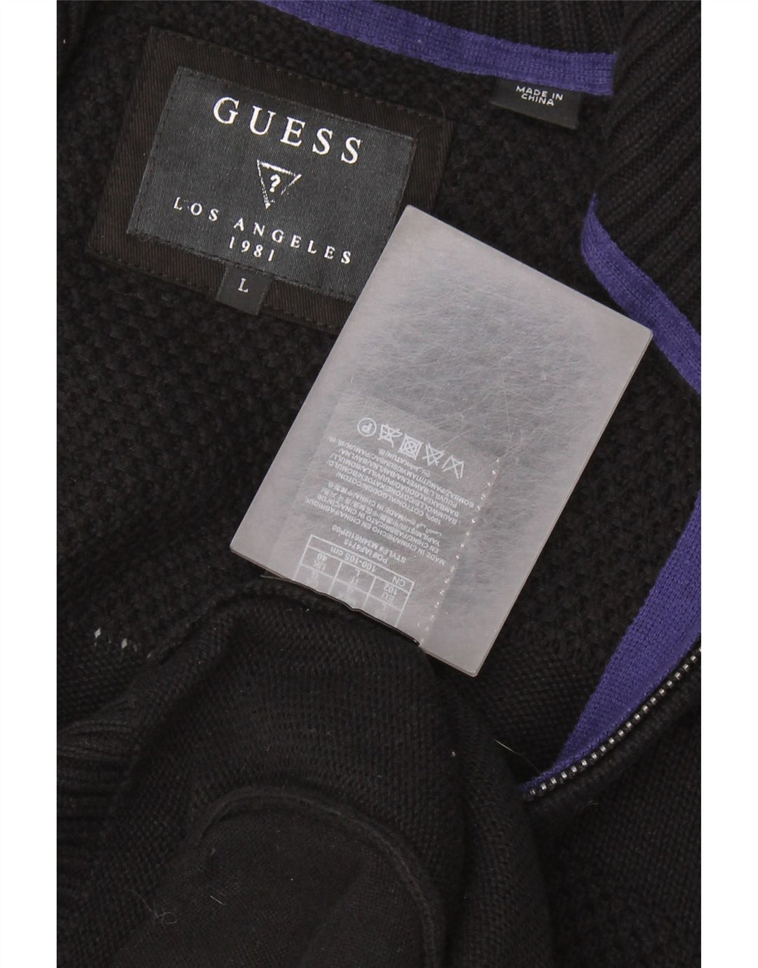 Suéter cardigã masculino GUESS grande algodão preto