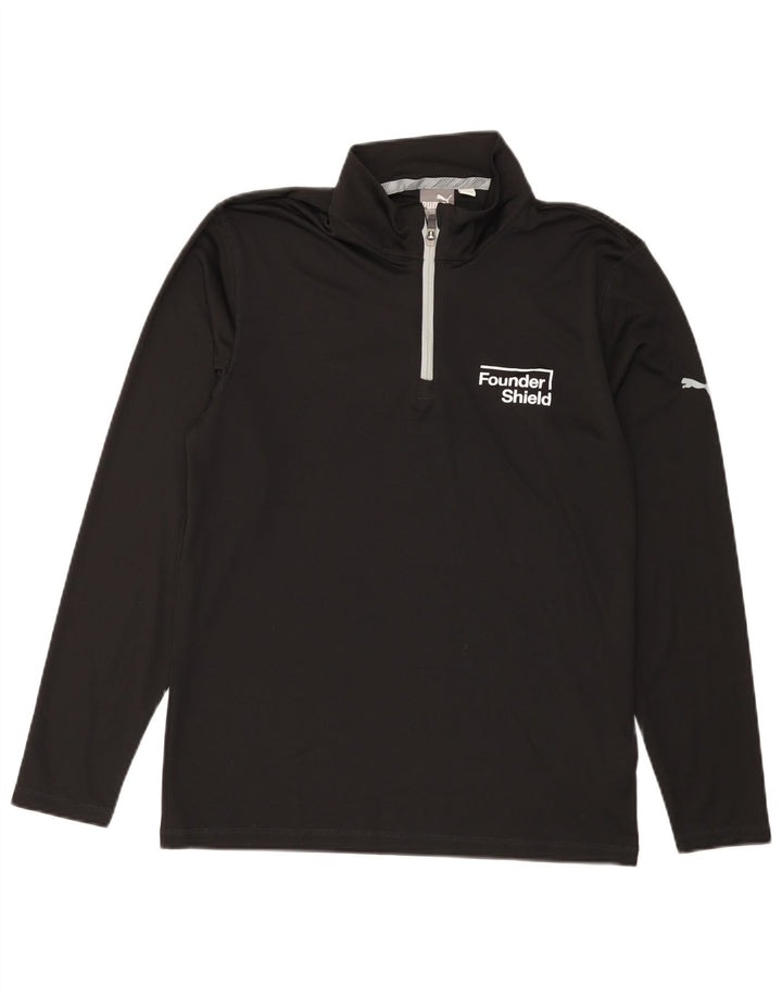 PUMA Mens Graphic Zip Neck Pulôver Treino Top Médio Preto Poliéster